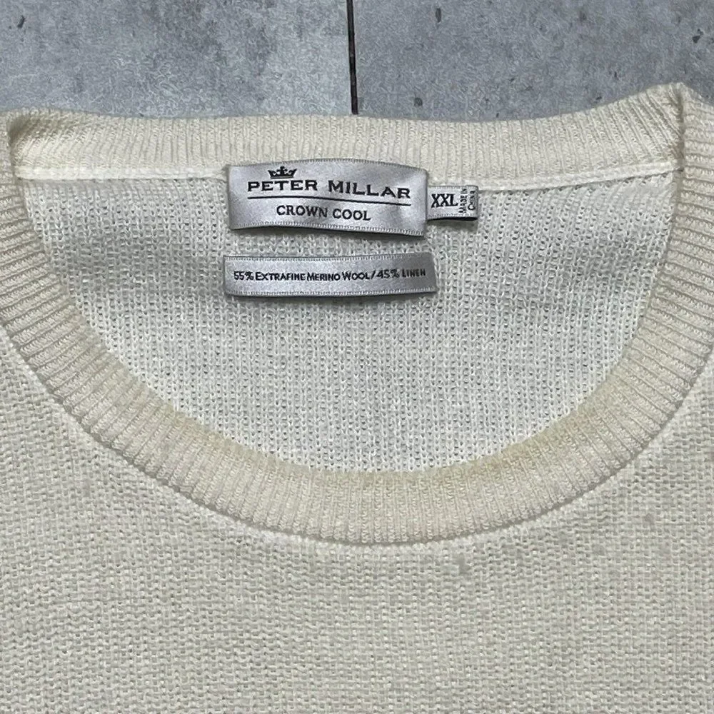 Peter Millar Crown Cool Crafted Sweater Mens XXL Stripe‎ Merino Wool Linen